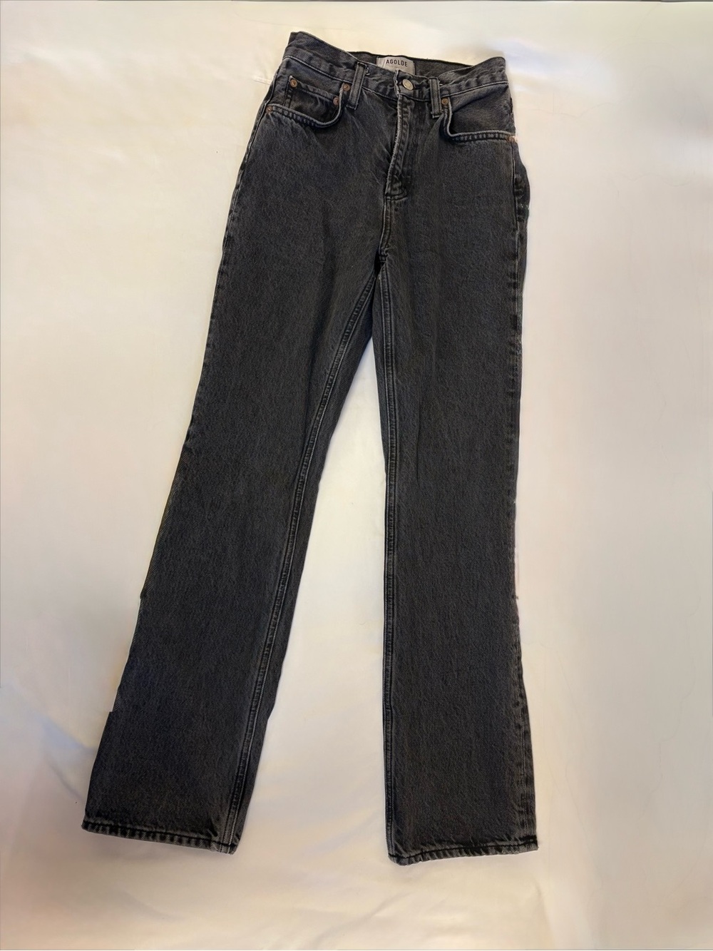 AGOLDE 90s Straight High Rise Jeans Black Dark Wash 100% Cotton Size 23